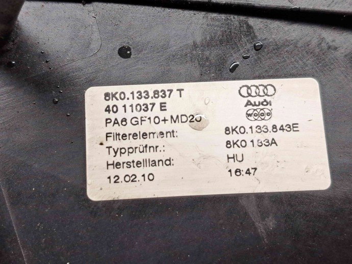 Carcasa filtru aer  AUDI A5 (8T3) [Fabr 2007-2015] 8K0133837T 2.0 TDI CAGA 105KW / 143CP