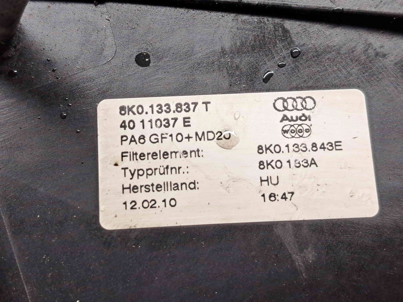 Carcasa filtru aer AUDI A5 (8T3) [Fabr 2007-2015] 8K0133837T 2.0 TDI CAGA 105KW / 143CP - imagine 3