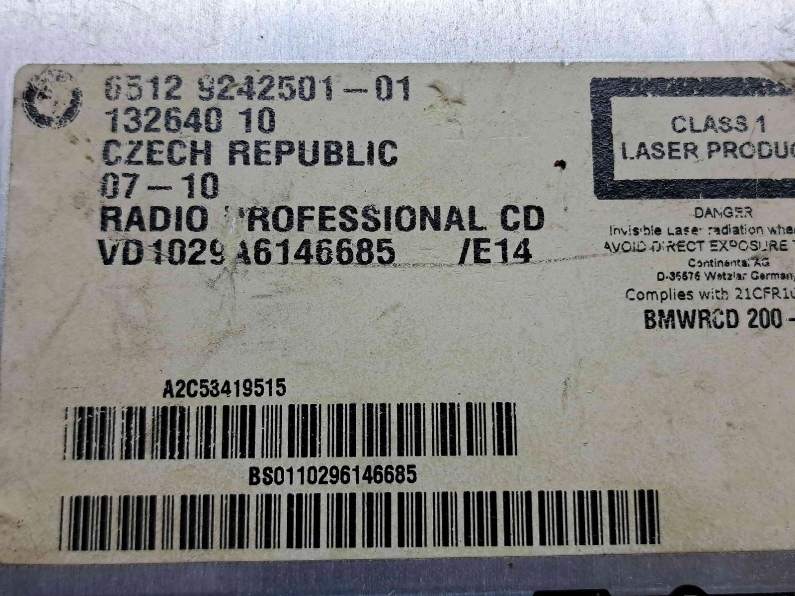 Radio CD Bmw 1 cabriolet (E88) [Fabr 2008-2013] 9242501-01 - imagine 3