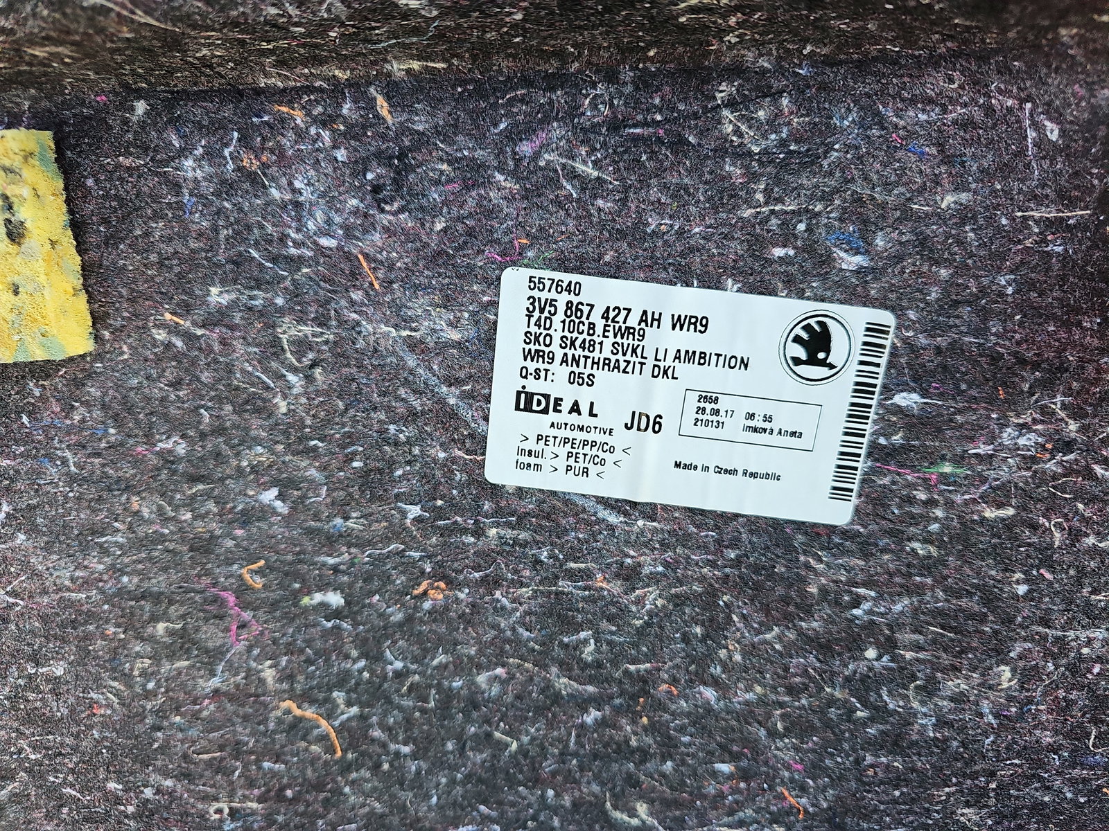 Tapiterie portbagaj stanga Skoda Superb III (3V3) [Fabr 2015-prezent] 3V5867427AH - imagine 3