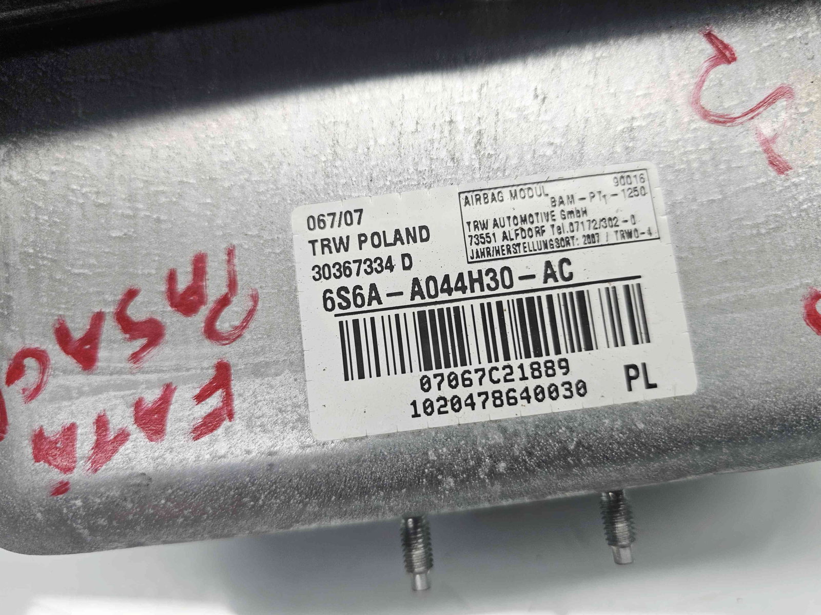 Airbag pasager Ford Fiesta 5 [Fabr 2001-2010] 6S6A-A044H30-AC - imagine 3