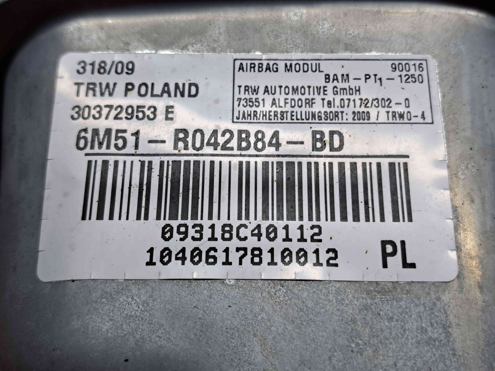 Airbag pasager Ford Kuga I [Fabr 2008-2012] 6M51-R042B84-BD - imagine 5