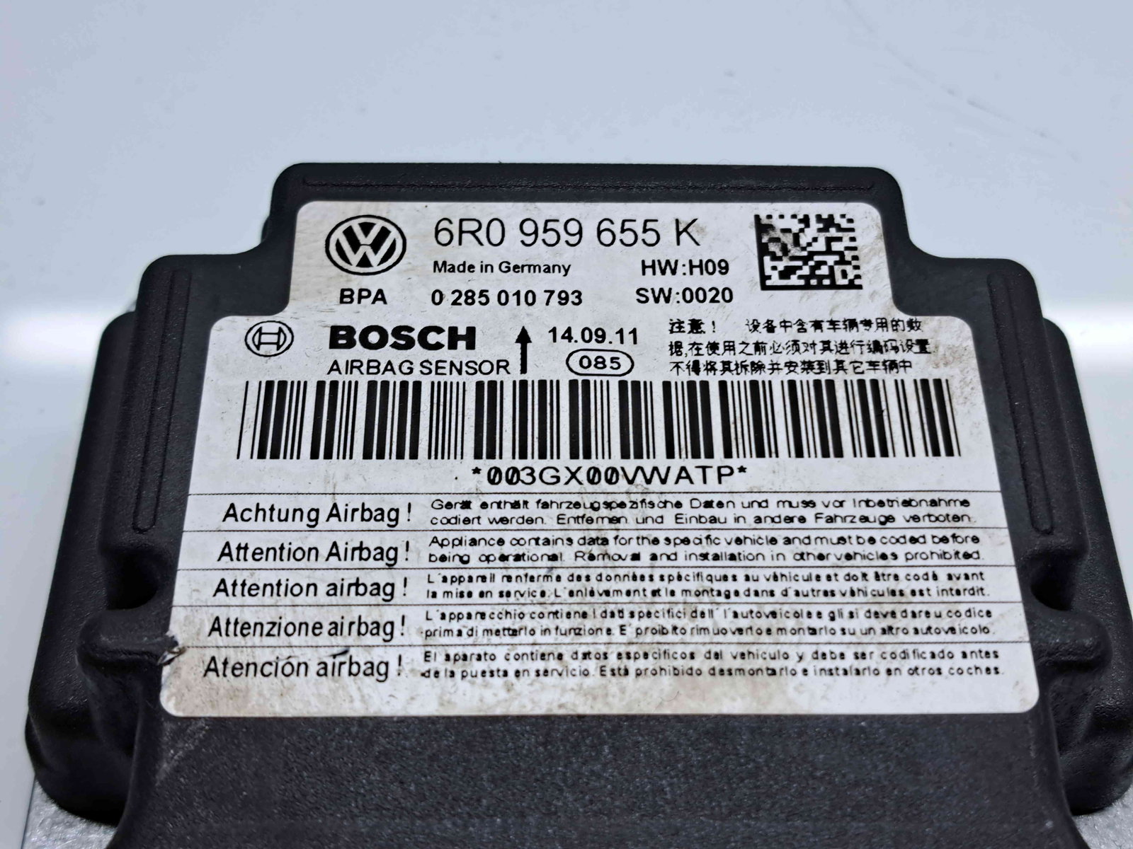 Calculator airbag Volkswagen Polo (6R) [Fabr 2009-2016] 6R0959655K 1.4 Benz CGGB 63KW / 86CP - imagine 3