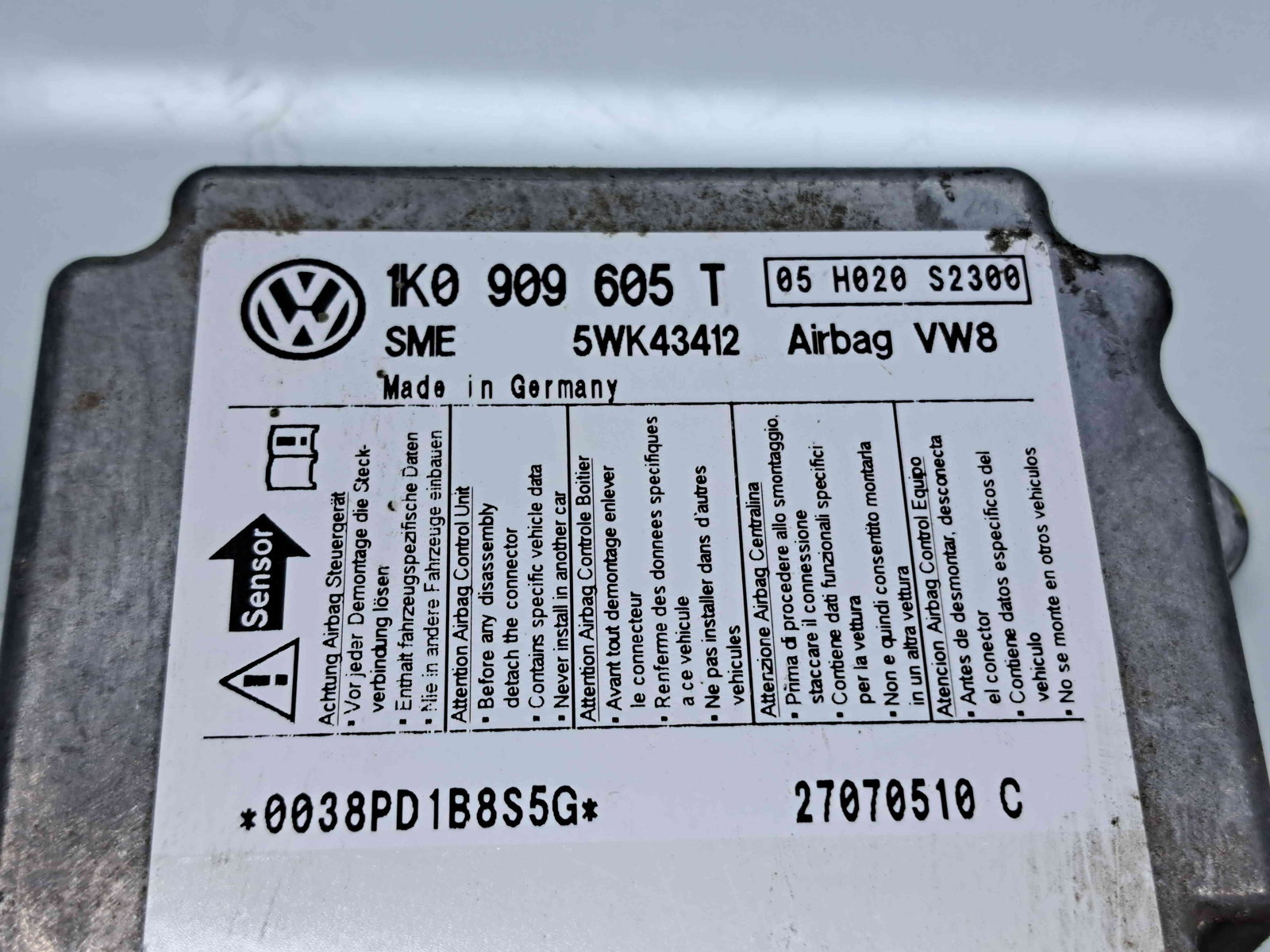 Calculator airbag Skoda Octavia 2 (1Z3) [Fabr 2004-2013] 1K0909605T 1.9 TDI BXE 77KW / 105CP - imagine 3