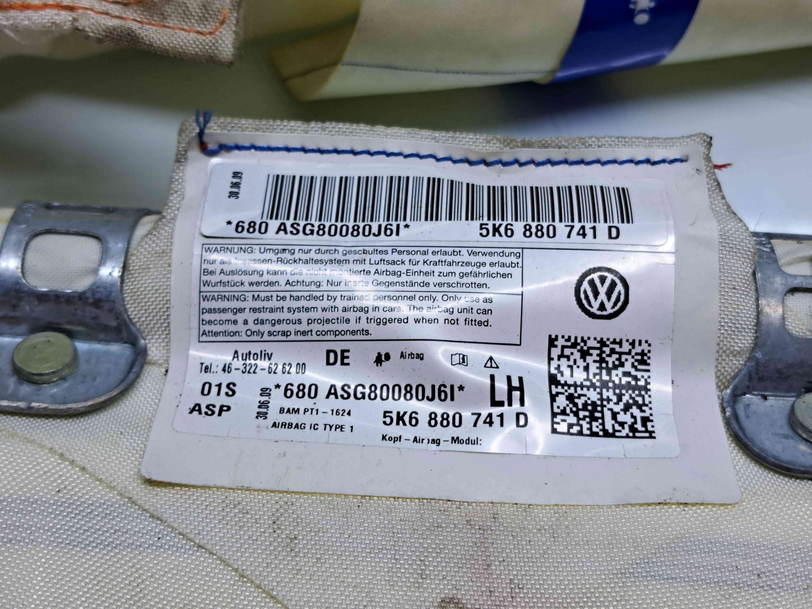 Airbag cortina stanga Volkswagen Golf 6 (5K1) GTD [Fabr 2009-2013] 5K6880741D - imagine 2