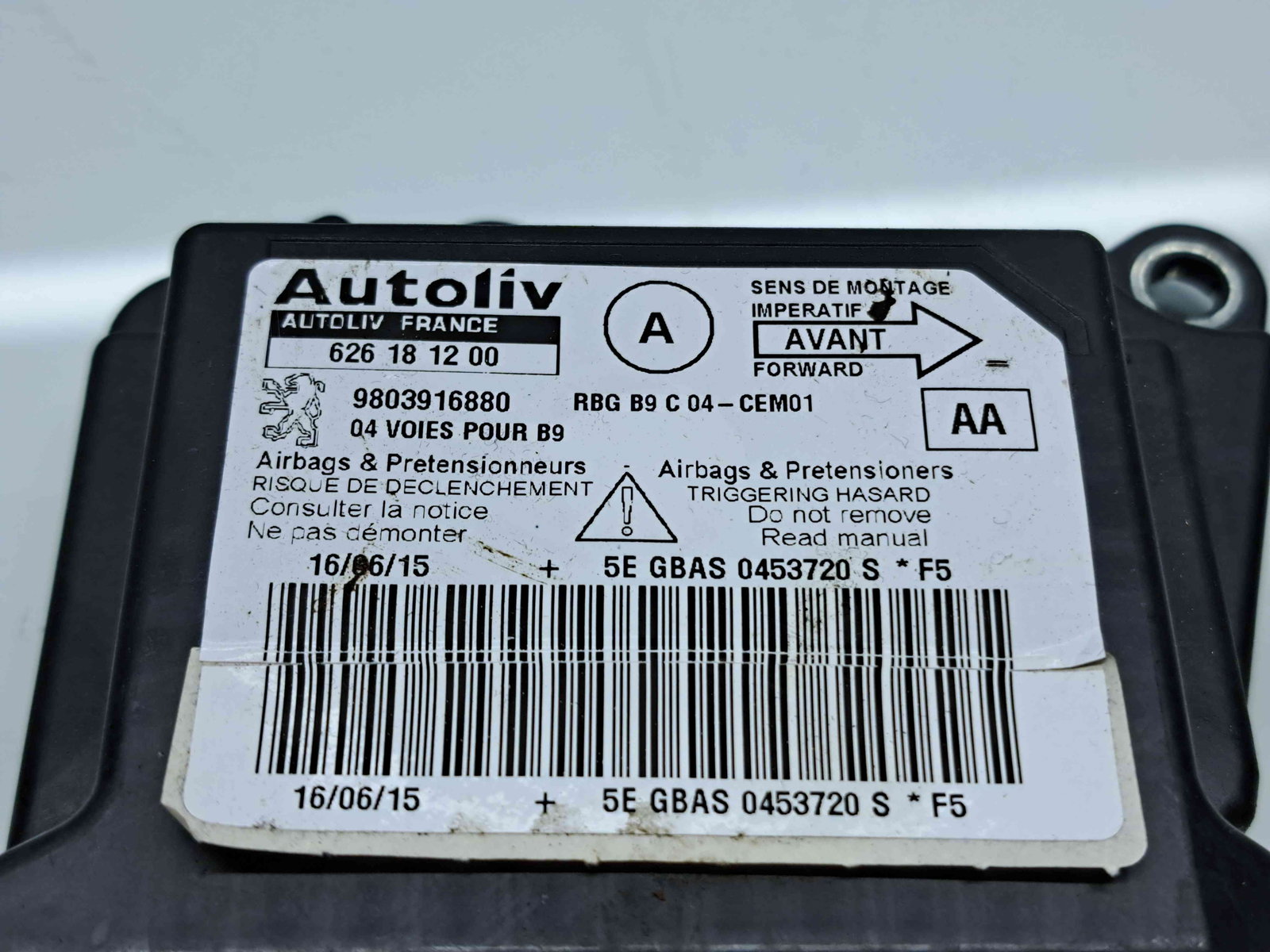 Calculator airbag Peugeot Partner (II) [Fabr 2008-2018] 9803916880 1.6 HDi DV6ETED 55KW / 75CP - imagine 2