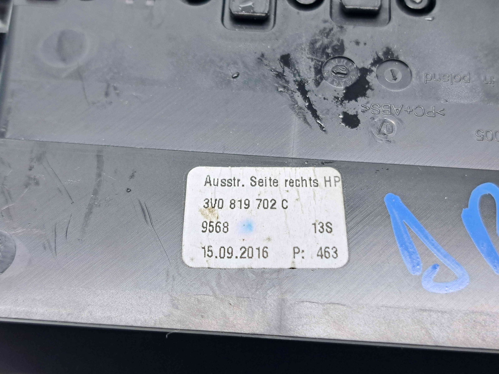 Grila aerisire dreapta Skoda Superb III Combi (3V5) [Fabr 2015-2024] 3V0819702C - imagine 3