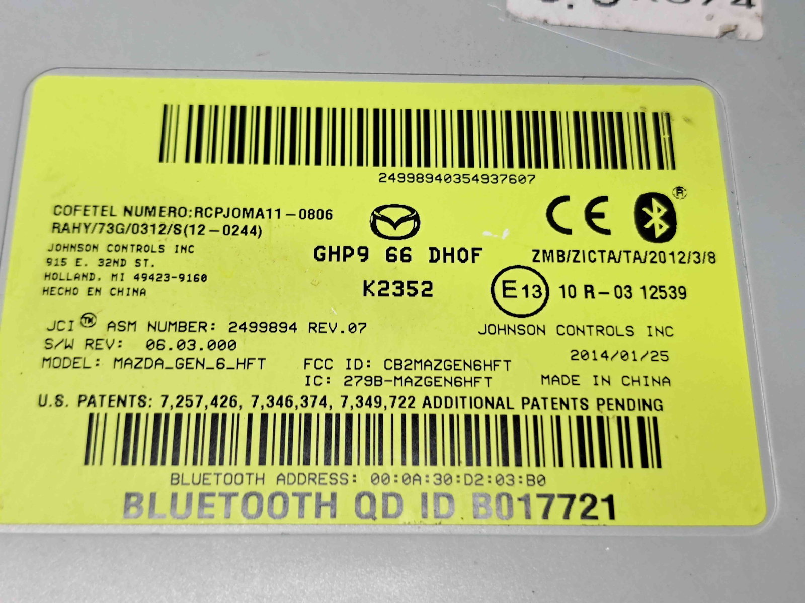 Modul bluetooth MAZDA CX-5 (KE) [Fabr 2011-2016] GHP9 66 DHOF - imagine 2