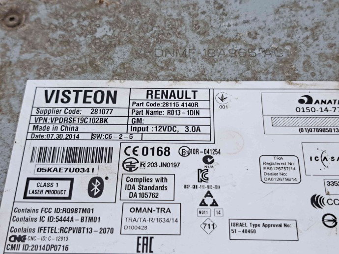  Radio CD Opel Movano B F3500 (L2 H2) [Fabr 2010-2022] 28115410R