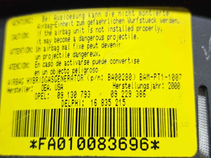  Airbag volan Opel Corsa C (F08, F68) [Fabr 2000-2005] 16835215