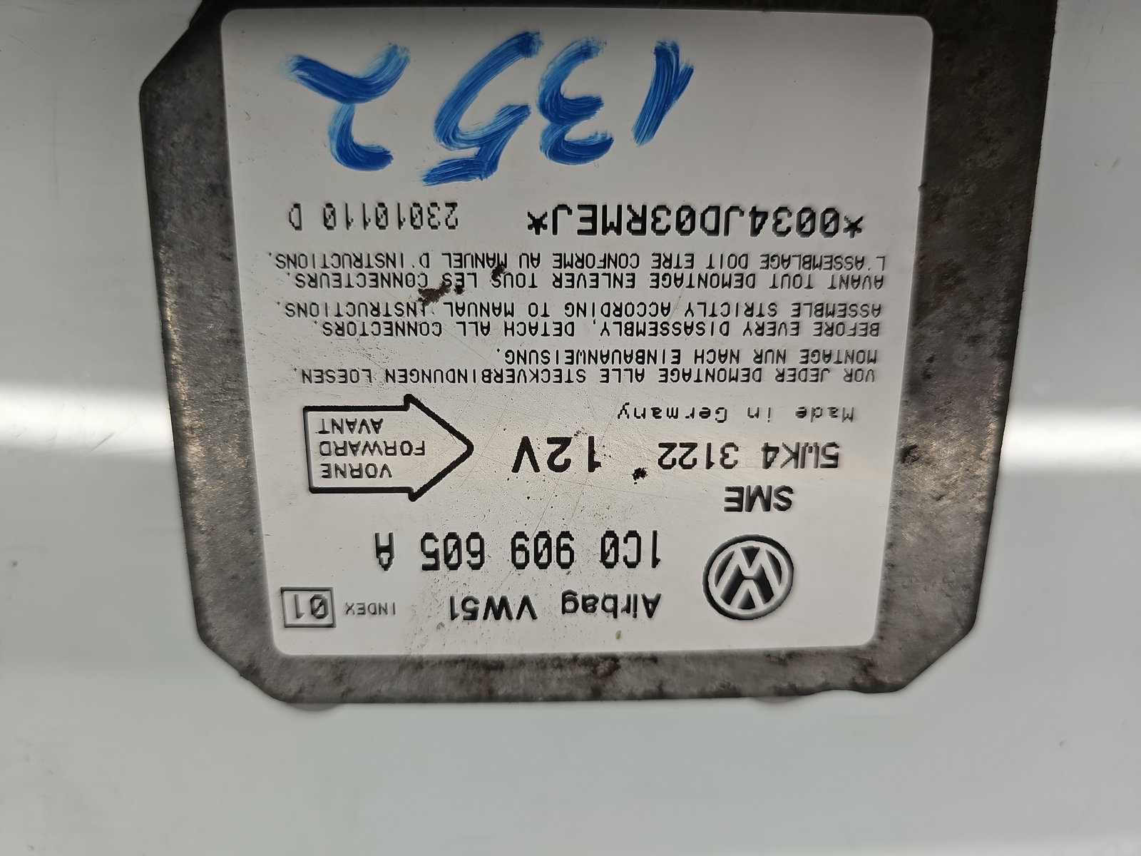 Calculator airbag Volkswagen Golf 4 (1J1) [Fabr 1997-2004] 1C0909605A 1.6 TDI AZD 77KW / 105CP - imagine 4