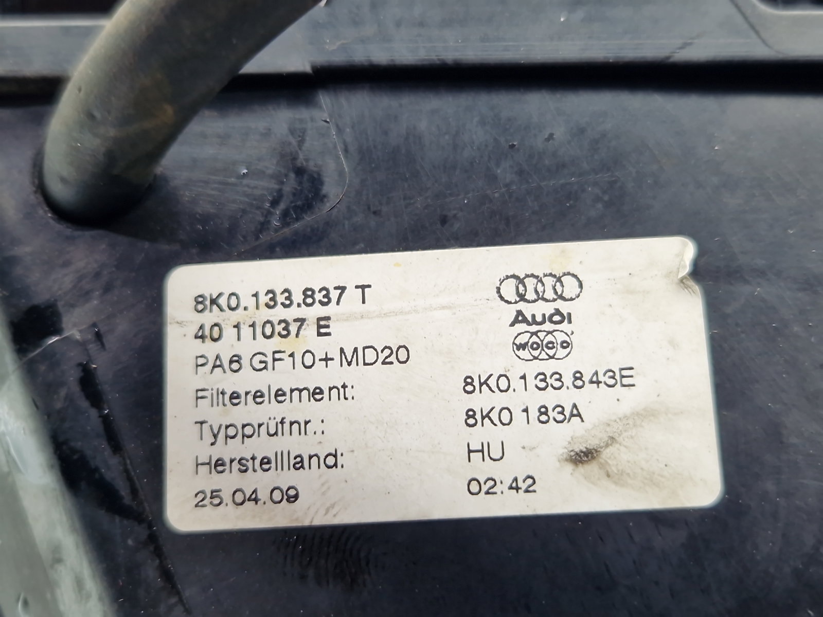 Carcasa filtru aer AUDI A4 (8K5, B8) Avant [Fabr 2008-2015] 8K0133837T 2.0 TDI CAGA 105KW / 143CP - imagine 6