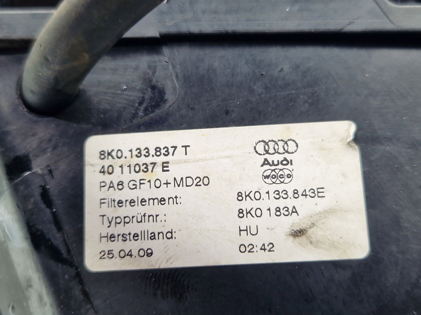 Carcasa filtru aer AUDI A5 (8T3) [Fabr 2007-2015] 8K0133837T 2.0 TDI CAGA 105KW / 143CP - imagine 2