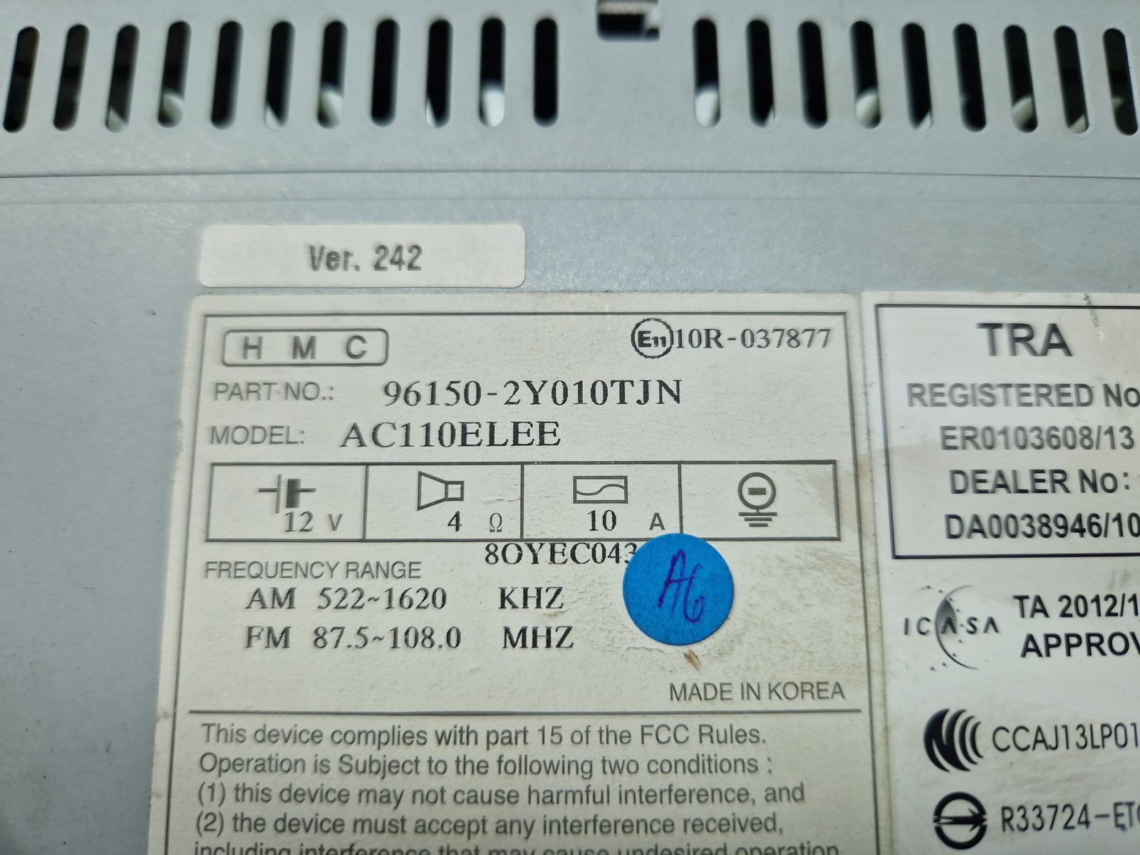 Radio CD Hyundai ix35 (LM) [Fabr 2010-2017] 96150-2Y010TJN - imagine 6