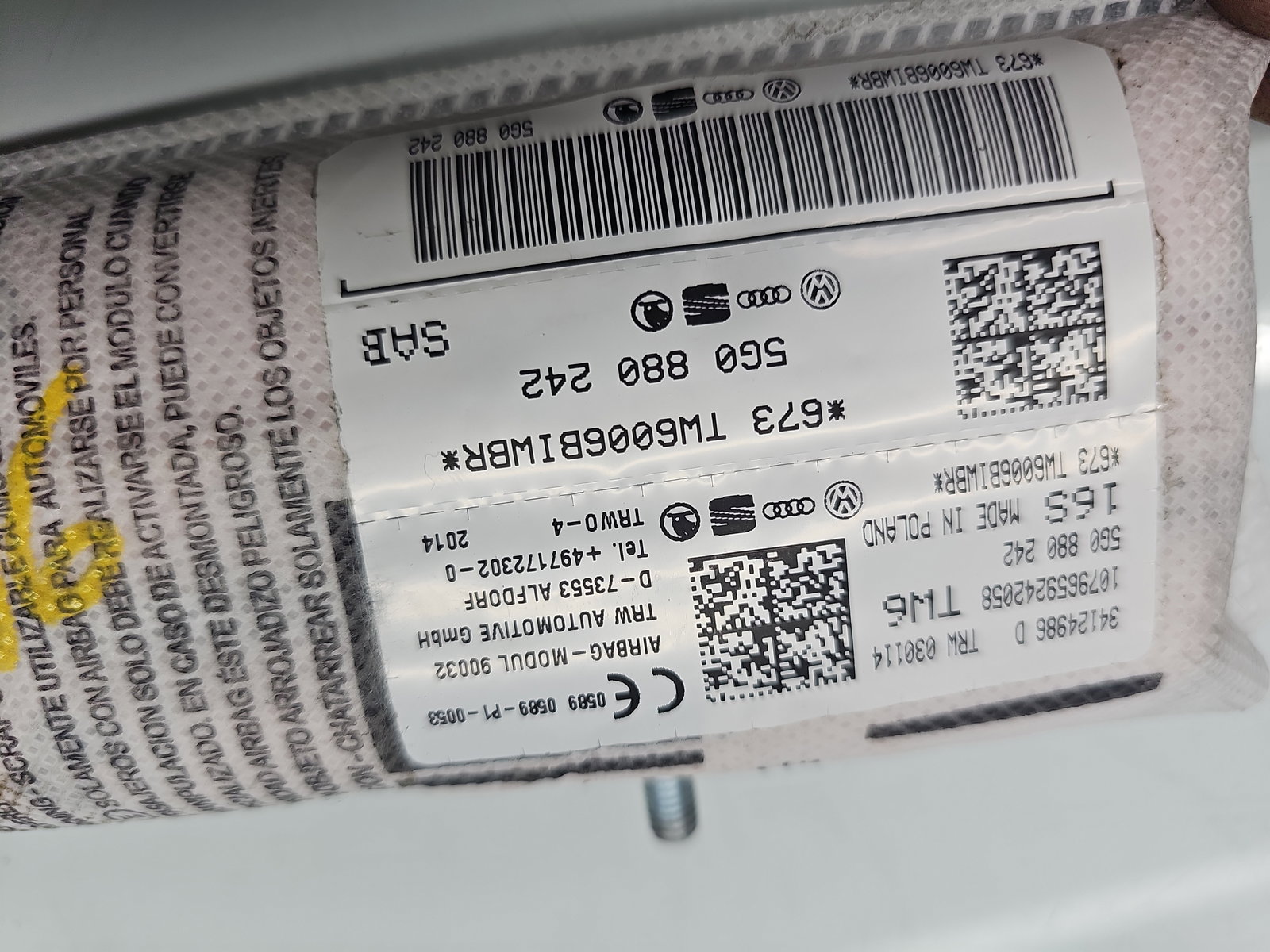 Airbag lateral dreapta Volkswagen Golf 7 (5G) [Fabr 2014-prezent] 5G0880242 - imagine 3