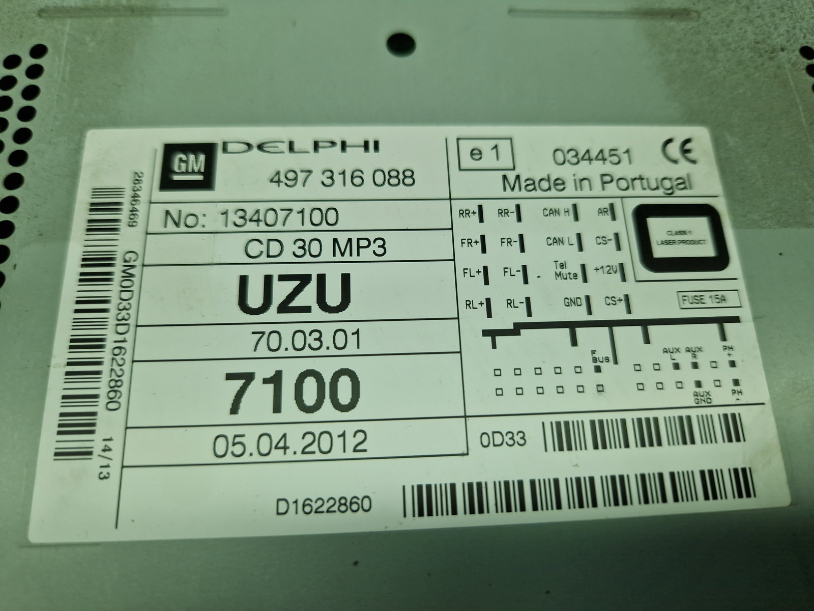 Radio CD Opel Corsa D [Fabr 2006-2013] 13407100 - imagine 6