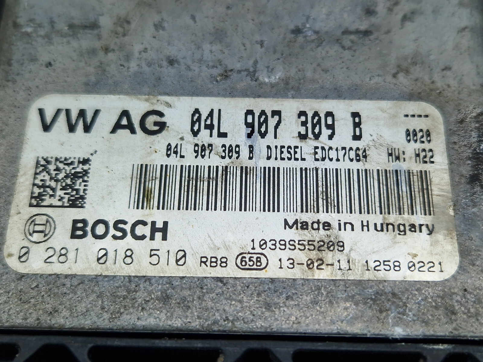 Calculator motor ECU Volkswagen Golf 7 (5G) [Fabr 2014-prezent] 04L907309B 1.6 TDI CLHA 77KW / 105CP - imagine 4