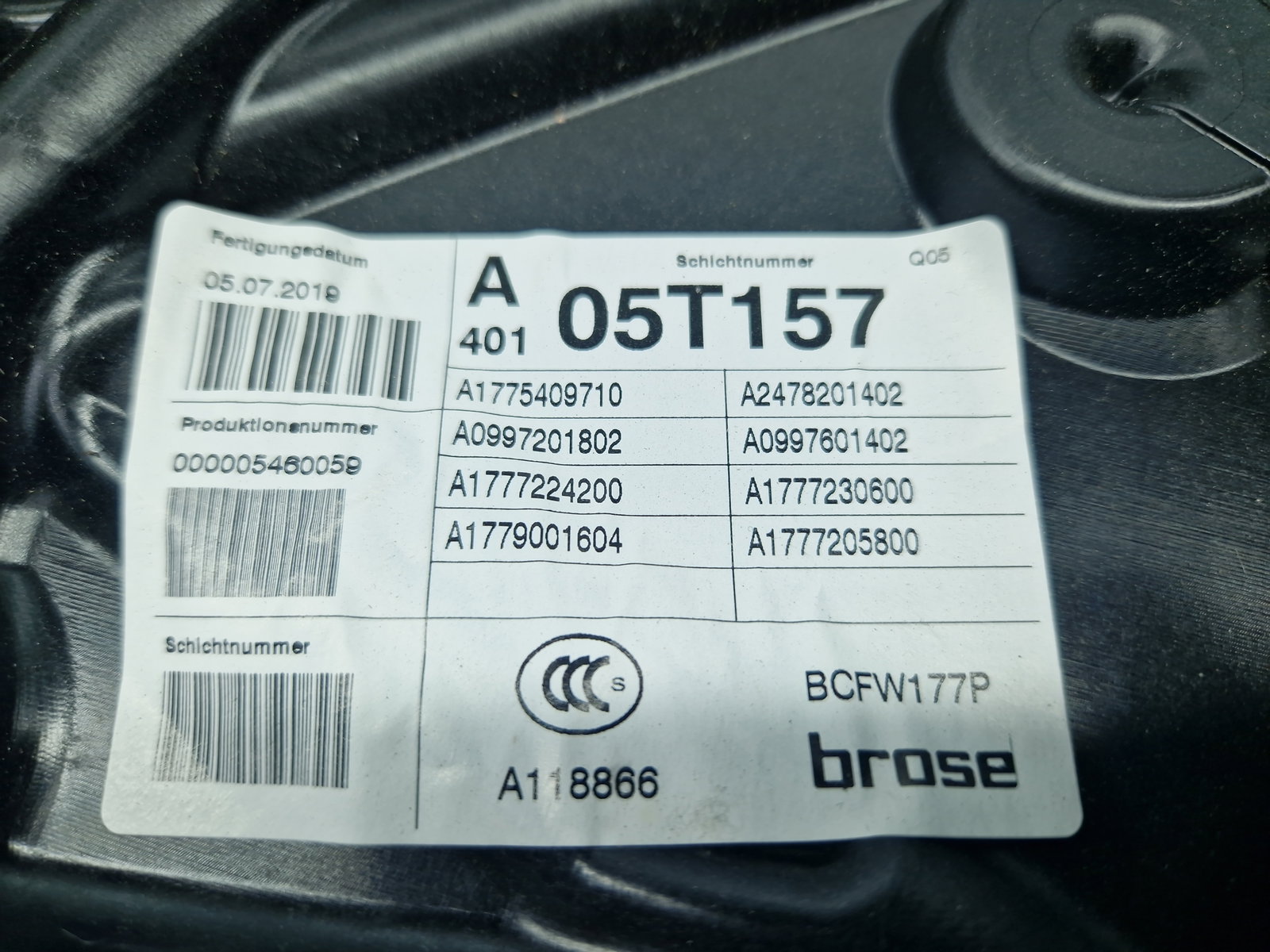 Macara electrica geam dreapta fata Mercedes Clasa A (W177) [Fabr 2019-2024] A1775409710 - imagine 5