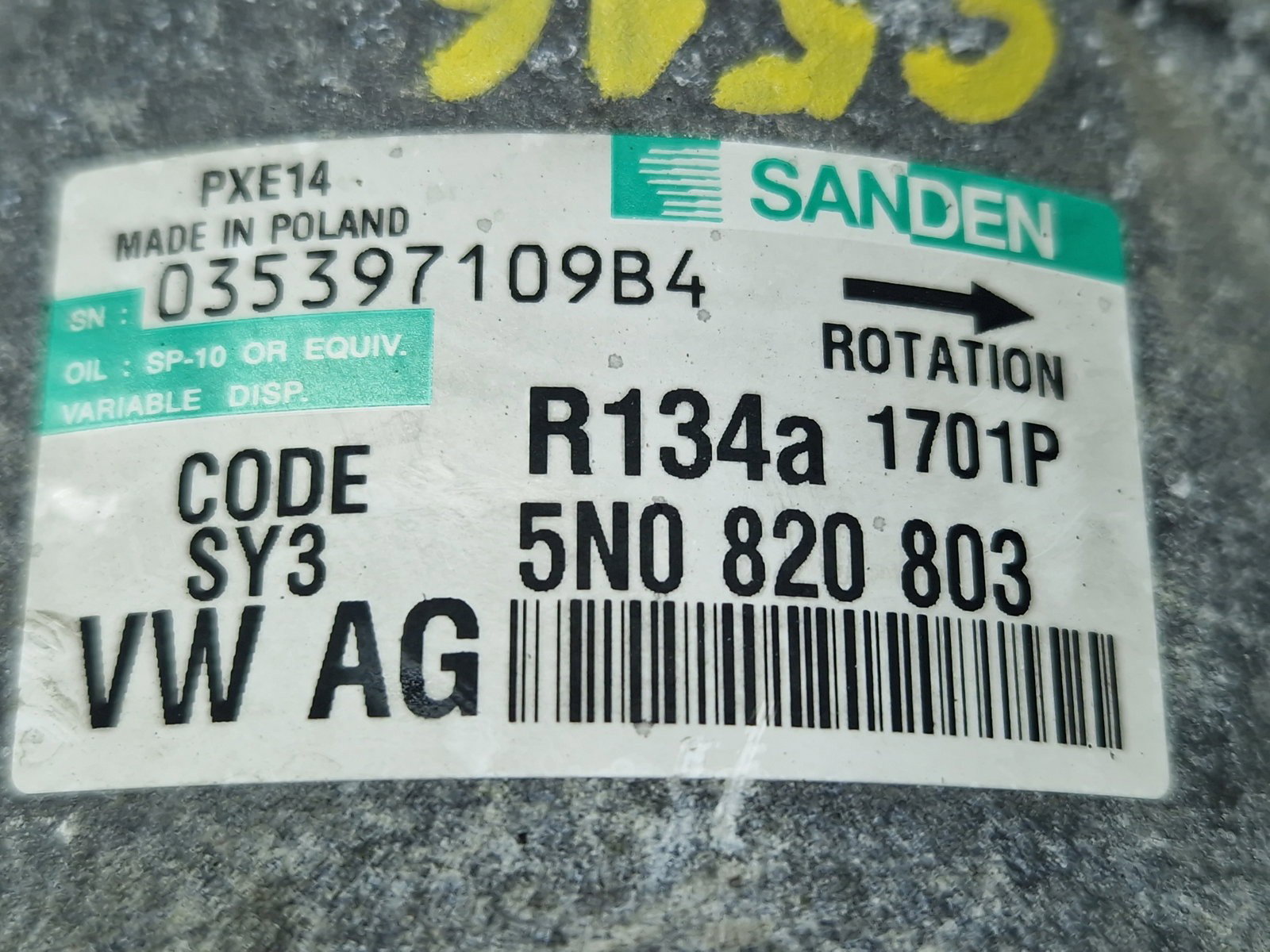 Compresor clima Volkswagen Tiguan (5N) [Fabr 2007-2016] 5N0820803 2.0 TDI CBAB 103KW / 140CP - imagine 2