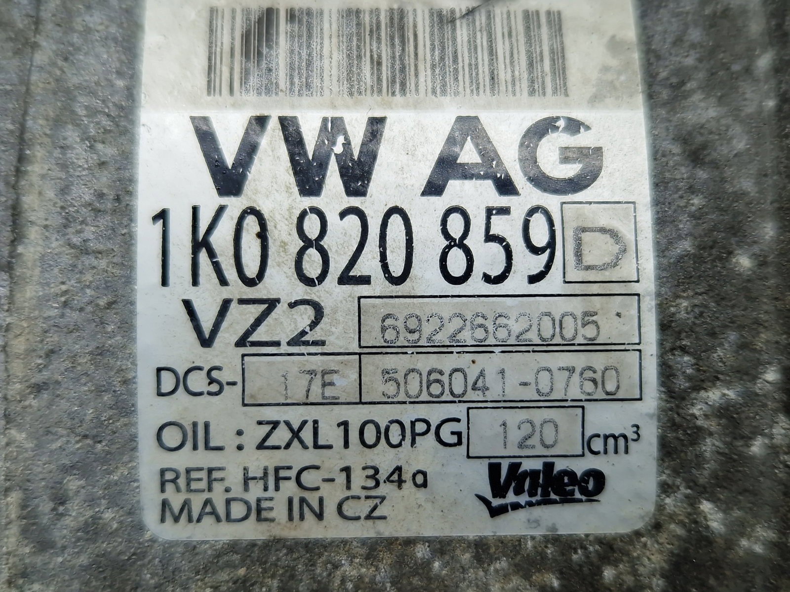 Compresor clima Volkswagen Jetta 3 (1K2) [Fabr 2005-2010] 1K0820859D 1.6 Benz BSE 75KW / 102CP - imagine 2