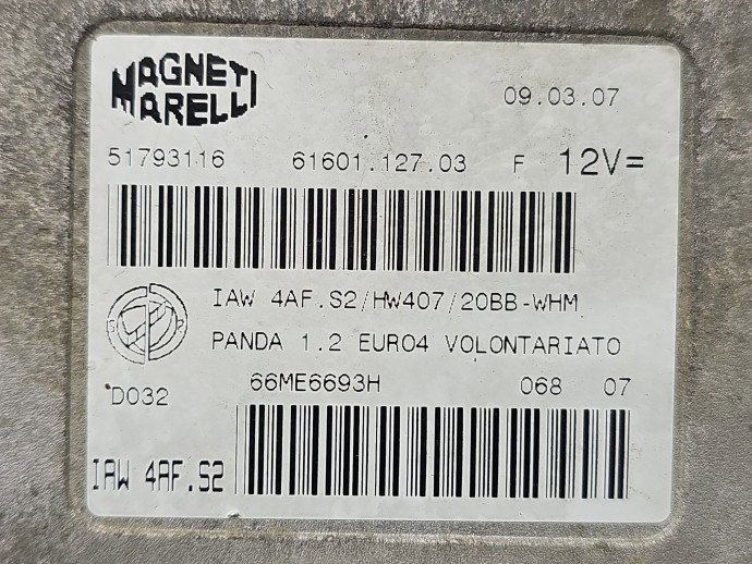 Calculator motor ECU Fiat Panda (169) [Fabr 2003-2012] 51793116 1.2 Benz 188A4 44KW / 60CP