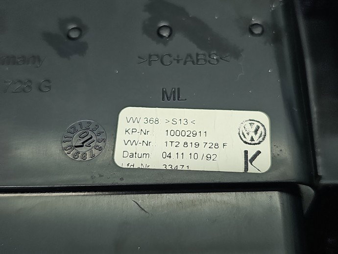 Grila aerisire centrala Volkswagen Touran (1T3) [Fabr 2010-2015] 1T2819728F