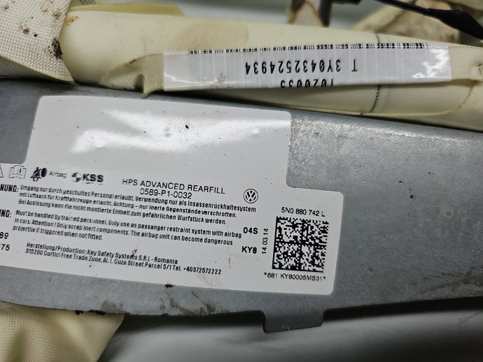 Airbag cortina dreapta Volkswagen Tiguan (5N) [Fabr 2007-2016] 5N0880742L