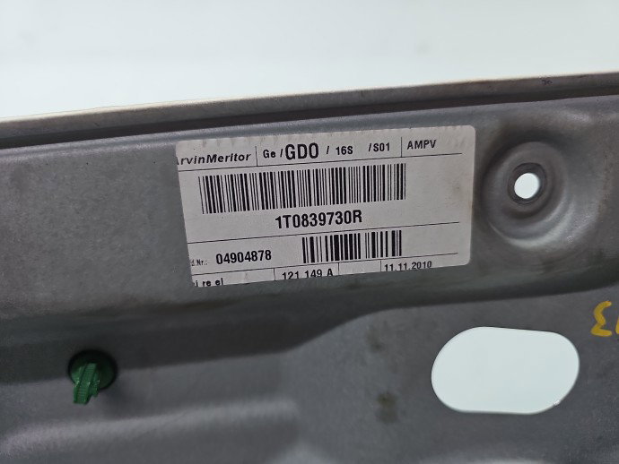 Macara electrica geam dreapta spate Volkswagen Touran (1T3) [Fabr 2010-2015] Facelift 1T0839730R