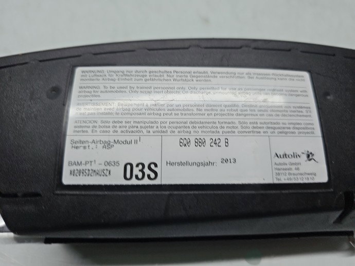 Airbag lateral dreapta Skoda Fabia 2 (5J, 542) [Fabr 2007-2014] 6Q0880242B
