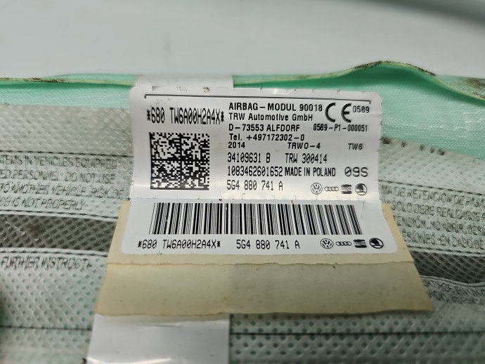 Airbag cortina stanga Volkswagen Golf 7 (5G) [Fabr 2014-prezent] 5G4880741A