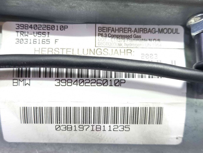 Airbag pasager 39840226010P Bmw X5 (E53) [Fabr 2000-2006] 3.0
