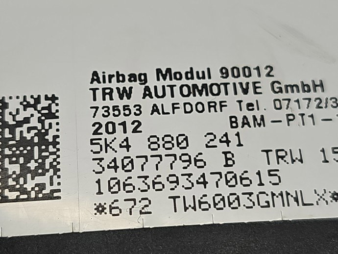Airbag lateral stanga Volkswagen Golf 6 (5K1) [Fabr 2009-2013] 5K4880241