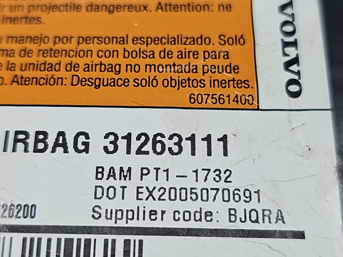 Airbag lateral dreapta Volvo S60 II [Fabr 2010-2018] 31263111