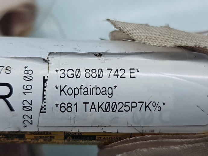 Airbag cortina dreapta Volkswagen Passat B8 Variant (3G5) [Fabr 2015-prezent] 3G0880742E