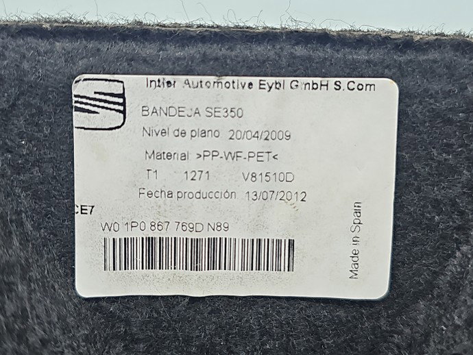 Polita portbagaj Seat Leon (1P1) [Fabr 2005-2011] 1P0867769D