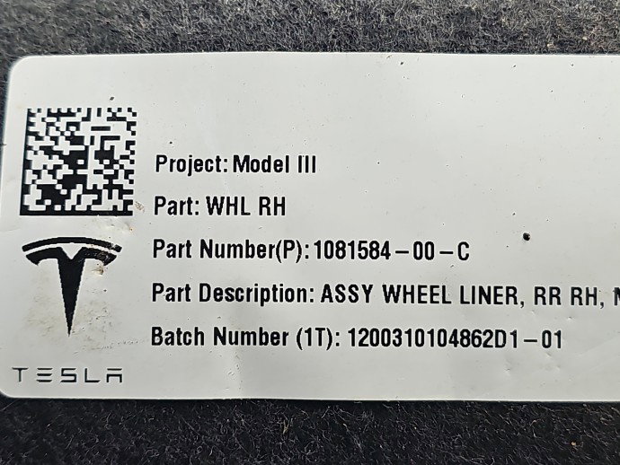 Carenaj roata dreapta spate TESLA Model 3 [Fabr 2020-2025] 1081584-00-C