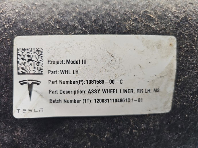 Carenaj roata stanga spate TESLA Model 3 [Fabr 2020-2025] 1081583-00-C