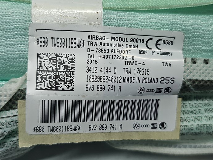 Airbag cortina stanga AUDI A3 (8V1) [Fabr 2012-prezent] 8V3880741A