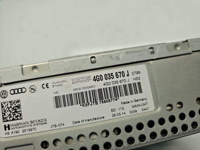 Unitate multimedia AUDI A7 Sportback (4GA) [Fabr 2011-2017] 4G0035670J