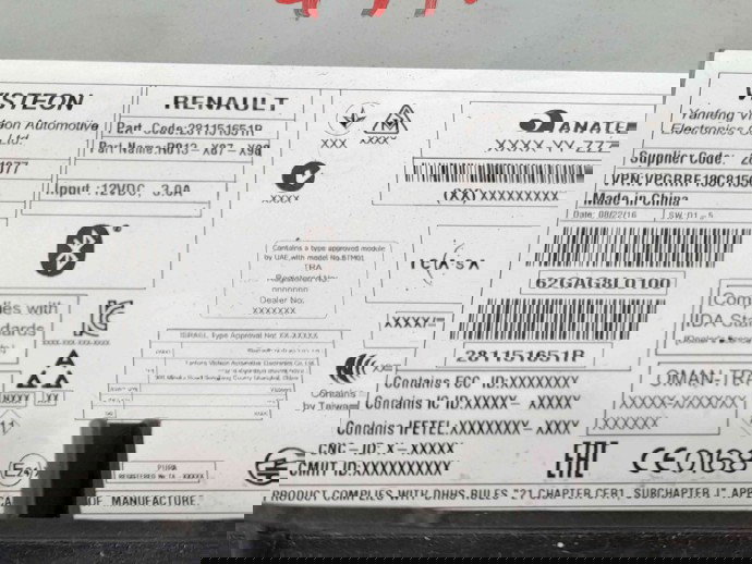 Radio CD 281151651R Renault Captur [Fabr 2013-prezent]